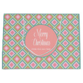Merry Kerstcute Pastel Roze Blauwgroen Groen Groot Cadeauzakje (Voorkant)