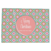 Merry Kerstcute Pastel Roze Blauwgroen Groen Groot Cadeauzakje (Achterkant)