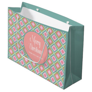 Merry Kerstcute Pastel Roze Blauwgroen Groen Groot Cadeauzakje