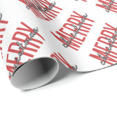 Merry Kerstcute Red Typografie Cadeaupapier (Rol Hoek)