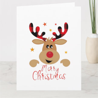 Merry Kerstcute Reindeer Kaart