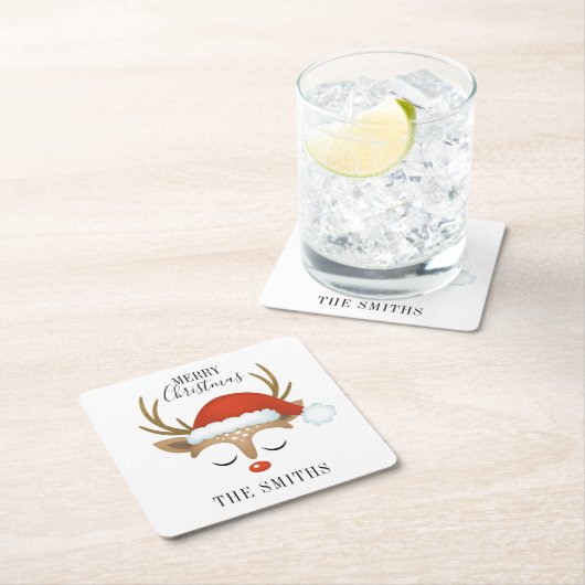 Merry Kerstcute Reindeer Kartonnen Onderzetters (Insitu)