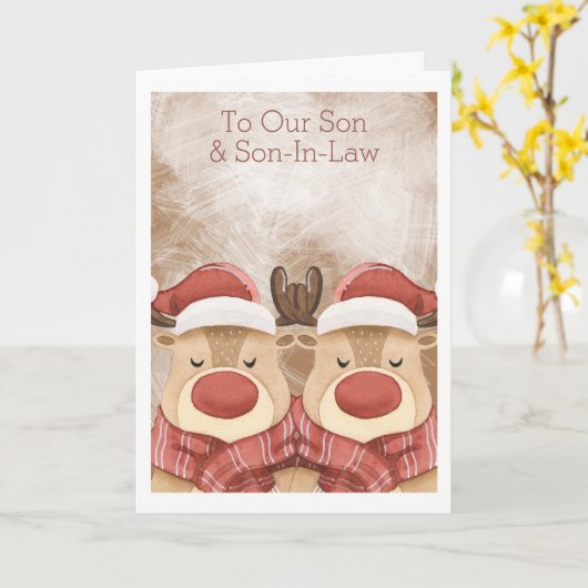 Merry Kerstcute Reindeer op maat Kaart (Gele Bloem)