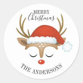 Merry Kerstcute Reindeer Ronde Sticker