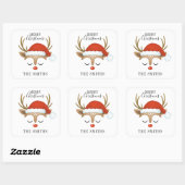 Merry Kerstcute Reindeer Vierkante Sticker (Vel)