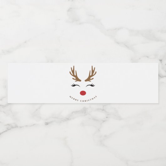 Merry Kerstcute Reindeer Waterfles Etiket (Enkel label)