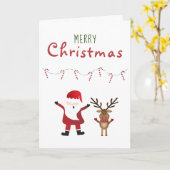 Merry Kerstcute Santa Claus Candy Canes Green Kaart (Gele Bloem)