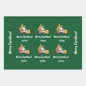 Merry Kerstcute Santa Persoonlijke naam Groen Inpakpapier Vel (Voorkant 3)