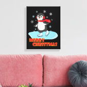 Merry Kerstcute Winter Penguin Canvas Afdruk (Insitu (Woonkamer))