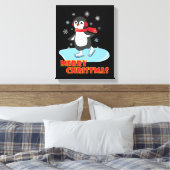 Merry Kerstcute Winter Penguin Canvas Afdruk (Insitu (Slaapkamer))