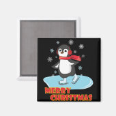 Merry Kerstcute Winter Penguin Magneet (Voorkant / Achterkant)