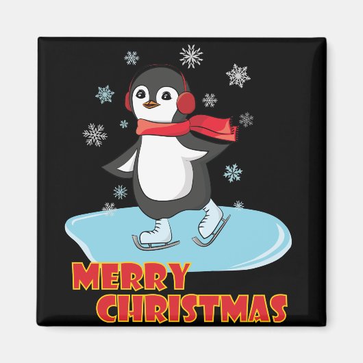 Merry Kerstcute Winter Penguin Magneet (Voorkant)