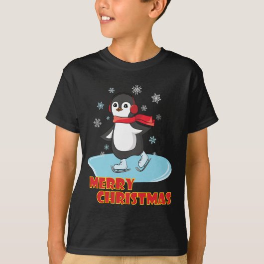 Merry Kerstcute Winter Penguin T-shirt (Voorkant)