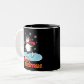 Merry Kerstcute Winter Penguin Tweekleurige Koffiemok (Voorkant links)
