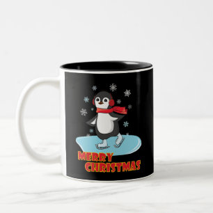 Merry Kerstcute Winter Penguin Tweekleurige Koffiemok