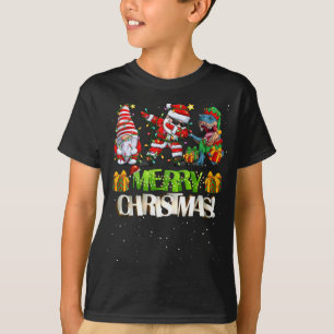 Merry Kerstdabbing santa Gnomes Dino Christma T-shirt