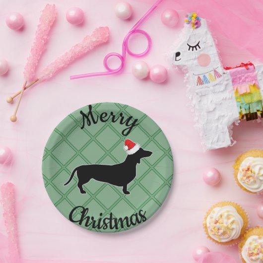 Merry Kerstdachshund Dog Papieren Bordje (Feest)