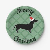 Merry Kerstdachshund Dog Papieren Bordje (Voorkant)