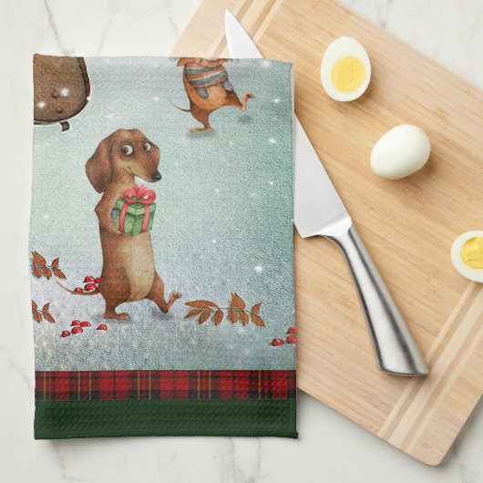 Merry Kerstdachshund Hondenliefhebbers Gift Theedoek (Quarter Fold)