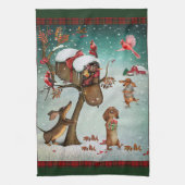 Merry Kerstdachshund Hondenliefhebbers Gift Theedoek (Verticaal)