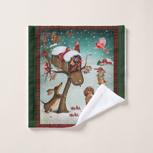 Merry Kerstdachshund Hondenliefhebbers Gift Washandje (Wasdoekje)