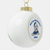 Merry Kerstdachshund Puppy Keramische Bal Ornament (Links)