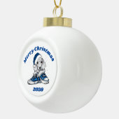 Merry Kerstdachshund Puppy Keramische Bal Ornament (Rechts)