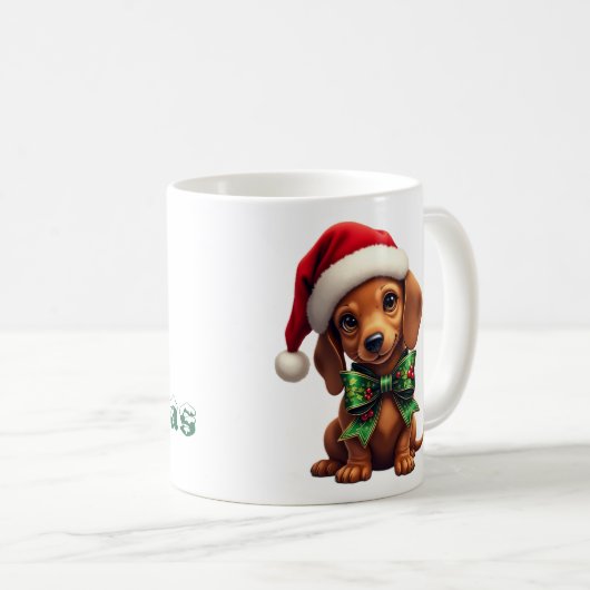 Merry Kerstdachshund Puppy Koffiemok (Voorkant rechts)