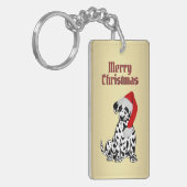 Merry Kerstdalmatian Dog Gold Sleutelhanger (Voorkant Links)