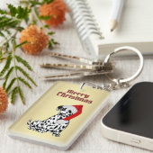 Merry Kerstdalmatian Dog Gold Sleutelhanger (Voorkant Rechts)