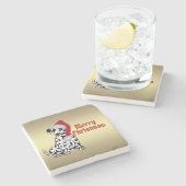 Merry Kerstdalmatian Stenen Onderzetter (Zijkant)
