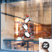 Merry Kerstdanserende pinguins Snowflakes Raamsticker (Cafe Raam)