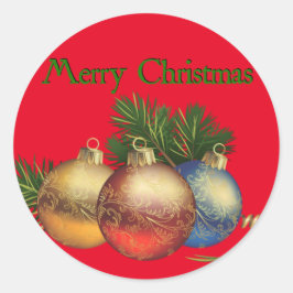 Merry Kerstdecor Round Sticker, glossy Ronde Sticker