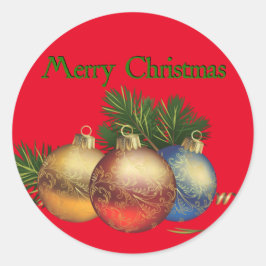 Merry Kerstdecor Round Sticker, glossy Ronde Sticker