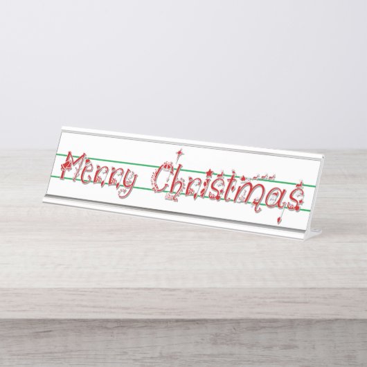 Merry Kerstdecorated Text Desk Sign Bureau Naambordje (Voorkant)