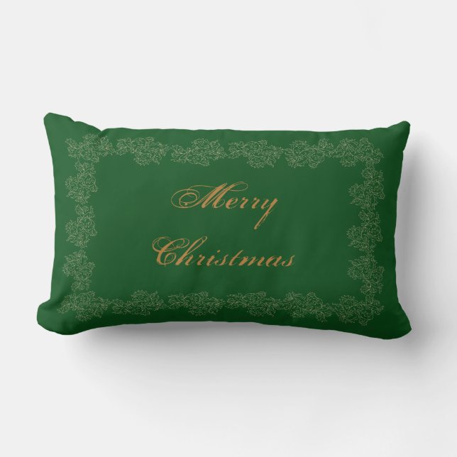 Merry Kerstdecorative Green Gold Kussen (Voorkant)