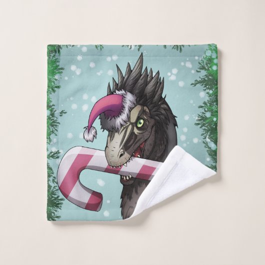 Merry Kerstdinosaur Bad Handdoek (Wasdoekje)