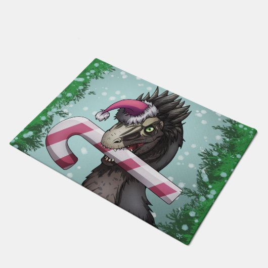 Merry Kerstdinosaur Deurmat (Schuin)