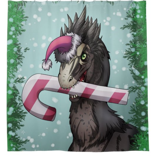 Merry Kerstdinosaur Douchegordijn