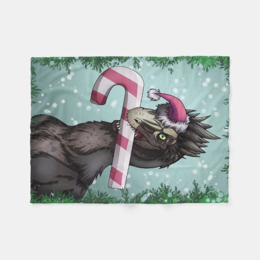 Merry Kerstdinosaur Fleece Deken (Voorkant (Horizontaal))