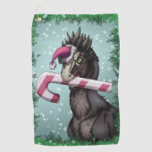 Merry Kerstdinosaur Golfhanddoek (Voorkant)