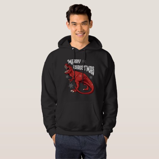 Merry Kerstdinosaur Hoodie (Voorkant volledig)