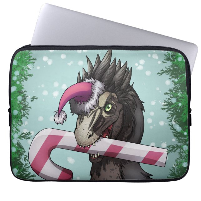 Merry Kerstdinosaur Laptop Sleeve (Voorkant)