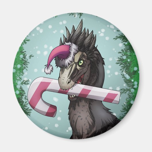 Merry Kerstdinosaur Magneet (Voorkant)
