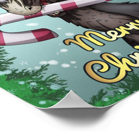 Merry Kerstdinosaur Poster (Hoek)