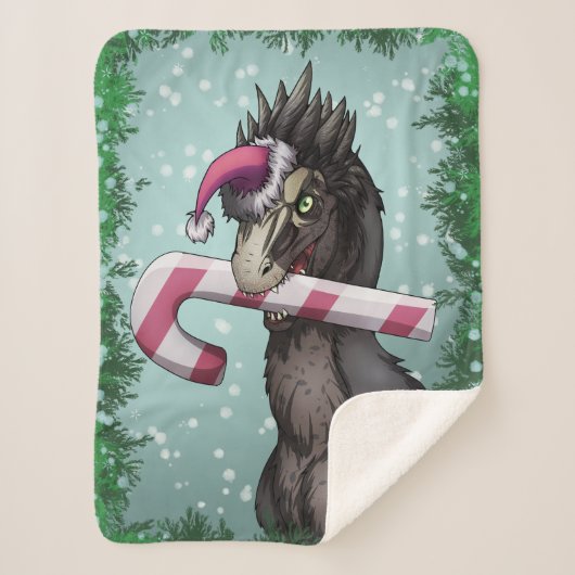 Merry Kerstdinosaur Sherpa Deken (Voorkant)