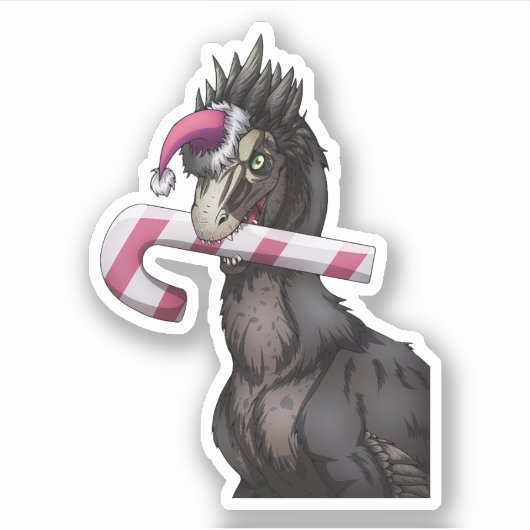 Merry Kerstdinosaur Sticker (Voorkant)