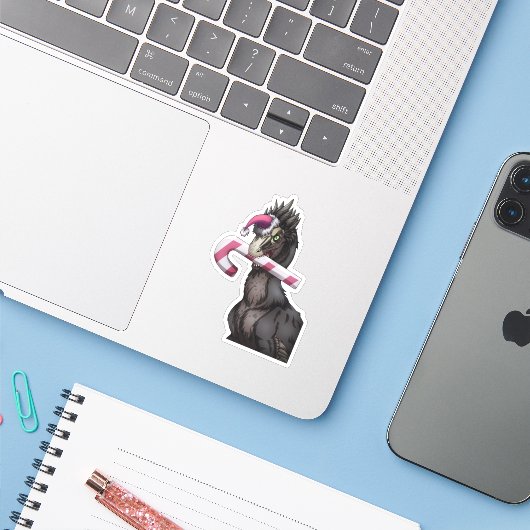 Merry Kerstdinosaur Sticker (Laptop met iPhone)