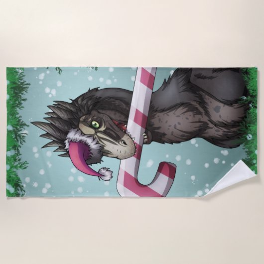 Merry Kerstdinosaur Strandlaken (Voorkant)