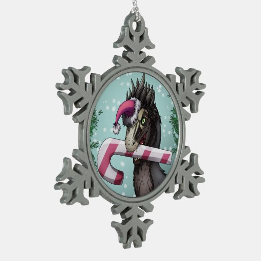 Merry Kerstdinosaur Tin Sneeuwvlok Ornament (Links)